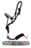 Showman Pony Beaded nose cowboy knot rope halter with 7' lead